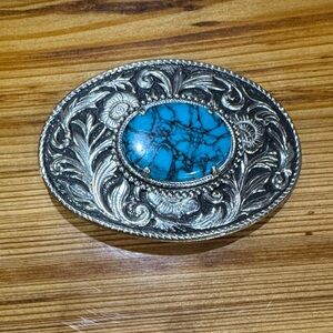 Faux Silver and Turquoise belt buckle